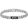 BOSS Jewelry Collana e Bracciale a Catena da Uomo Collezione KASSY EMBLEM in Acciaio Inossidabile con un Pendente in Smalto Nero, argento, medium