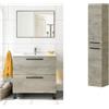 Mobile Bagno 80 Cm 2 Cassetti Con Piedini Lavabo Specchio E Colonna Athena Rovere Alaska
