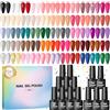 COSCELIA Kit Semipermanente Unghie, 60pz Smalto Semipermanente per Unghie 55 Colori Smalti con 5pz Base e Top Coat Decorazioni per Nai Art DIY Design