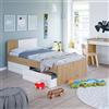 Dmora - Letto per bambini Anaheim, Letto singolo contenitore con testiera, Struttura letto 2 cassetti, 196x97h77 cm, Rovere nodi e Bianco