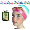 Juclise Cuffia da nuoto in silicone, impermeabile, estensibile, per capelli lunghi e corti, 1-2 pezzi (Verde Rosa, 9-15 anni)