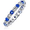 Bling Jewelry Anello Eternity Impilabile Alternato Zirconia Cubica Blu Bianca CZ Simulato Zaffiro Argento Sterling Mese Di Febbraio
