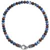Bling Jewelry Bali Style Gemstone Blue Sodalite Brown Tiger Eye Ball Bead Collana per gli uomini le donne in acciaio inox gancio di chiusura