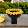Ceramiche Sofia Stand Alzata con Limoni Siciliani in Ceramica di Caltagirone — Stile Moderno - 33 cm / Black Line