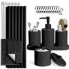 Clara Clark Set da bagno nero - Set da bagno con tenda da doccia e tappeti, set di accessori da bagno 21 pezzi, set tenda da doccia con dispenser di sapone e portaspazzolino