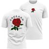 Purple Print House England Supporters Rugby T Shirt Mens English 1871 England Rose Badge Tee, bianco, S