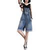 Sukany Classiche cinghie regolabili orlo con risvolto pantaloncini in denim casual con bretelle tute pantaloncini di jeans pagliaccetto, Blu, L