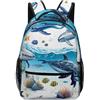 Generic Zaino da viaggio con animali dell'oceano e pesci e squali carino zaino casual quotidiano borsa a tracolla per donne uomini stampa divertente, Stile:, Taglia unica
