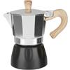 KASANOVA Caffettiera 3 Tazze Argento e Nera in Lega di Alluminio Nero tè e caffè