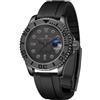 GUANHAO Orologio subacqueo meccanico automatico da uomo, quadrante luminoso da 40 mm, impermeabile 100 m, lussuoso, alla moda, affari, tempo libero, sport, design con calendario, gomma,, metallizzato,