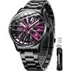 OLEVS Orologio da uomo, al quarzo, da corsa, in acciaio inox, casual, sportivo, impermeabile, luminoso