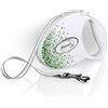 flexi Glam Splash Leaf with Swarovski Crystals M - Dog Retractable Lead - 5 m - White
