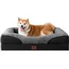 EHEYCIGA Memory Foam Cuccia Cane Interno Taglia Grande, Impermeabile Divano per Cani Sfoderabile e Lavabile, Letto per Cani con 4 Bordi Rialzati, Grigio Scuro/Nero, 91x68x17.5cm
