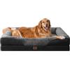 EHEYCIGA Memory Foam Cuccia Cane Interno Taglia Grande, Impermeabile Divano per Cani Sfoderabile e Lavabile, Letto per Cani con 4 Bordi Rialzati, Grigio Scuro/Nero, 106.5x76x18.5cm