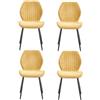 JZGORC Set di 4 Sedie da Sala da Pranzo, Sedia da Cucina in Lino, con Gambe in Metallo Nero, Cuscino in Tessuto Imbottito con Spugna ad Alta Densità, Adatta per Sala da Pranzo, Cucina - Giallo