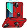 Aozuoton Cover iphone 13, iphone 13 Custodia con Pellicola, Grado Militare 360° Magnetica Anello Ring Supporto Case TPU Bumper Silicone Custodie per iphone 13,Rosso