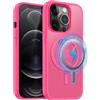 MOBESV Cover Magnetica per iPhone 12 PRO Max 6,7 Pollici, Custodia Compatibile con MagSafe, Cover Traslucida Opaca Posteriore Sottile Antiurto, Rosa Acceso