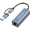 Omivine Adattatore da USB C a Ethernet con USB 3.0 a RJ45 1000Mbps Rete cablata 10/100/1000 Gigabit LAN Ethernet Adattatore per Windows XP, MAC OS, Linux, Vista 7 8 10 11