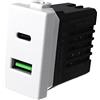 LEDLUX Presa Caricatore USB-A + Type C 3.1A, Compatibile Con Bticino Matix, 2 in 1, Colore Bianco e Ricarica Veloce