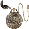 HQRKOTM Retrò Set Dadi D&D Metallo 7 Dadi Poliedrici,Set di orologi da tasca vintage Con catena,per Viaggio Festa Campeggio, per Giochi Giochi di Ruolo(Testa di lupo in rilievo)