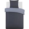 VISION Parure Copripiumino Reversibile 100% Cotone per Letto Singolo - Grigio Antracite | 1 Copripiumino (135×200 cm) + 1 Federa (80×80 cm) | 57 Fili/cm² | Morbido e Confortevole | Oeko-Tex