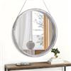 JJUUYOU Specchio rotondo da parete da 40 cm, specchio rotondo bianco per il bagno, cornice in legno, per camera da letto, soggiorno o ingresso, decorazione da parete