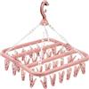 MagiSel Appendiabiti Per Calzini, Stendibiancheria con 32 Pinze, Stendibiancheria Appendi Calzini in Plastica, Stendino per Calzini Pieghevole, Stendino in Plastica Girevole, Per Calze, Biancheria Intima,Rosa