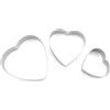 JOY STORE Formine per biscotti in acciaio inox. Taglia biscotti a forma di cuore. Set di 3 pezzi.
