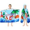 decalsweet 100% Cotone Poncho da Bagno per Bambini Morbido e Assorbente, Asciugamano da Spiaggia per Bambini con Cappuccio, Telo Mare Accappatoio, Accappatoio Piscina Doccia per Ragazza Ragazzi (Squalo)