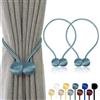 TopHomer 2 Pezzi Fermatenda Magnetici con Calamita Forte, 10 Colori, Raccolgitenda Magnetico Reggitenda per Soggiorno, Camera da Letto, Bagno e Ufficio (blu)