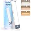LEPOTEC Illuminazione per armadio senza fili, 52 LED, da incasso, con indicatore di carica, luce notturna ricaricabile con sensore di movimento, 3 temperature di colore, striscia LED per armadio
