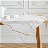 Kiatuniya Tovaglia Bianco e Oro Moderna Tovaglia in Marmo Texture Astratta Lino Tavolo da Cucina Decorazione Interni Inverno Primavera Festa Decorazione 85 x 85 cm