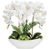 Oairse Orchidea artificiale da 45,7 cm, fiori artificiali bianchi di orchidea finta di seta con vaso in ceramica, grande composizione Phalaenopsis finta per casa, ufficio, camera, soggiorno, tavolino