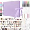 DazSpirit Album Fotografico Personalizzabile Scrapbook, 80 Pagine DIY Album Foto con Copertina Rigida, con 12 Pennarelli e Adesivi, Regalo per Anniversario, Compleanno, Viaggi, Amici, Bambino, Viola