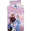 Jerry Fabrics Frozen - Set di biancheria da letto per bambini, copripiumino 140 x 200 cm + federa 70 x 90 cm, in cotone Öko-Tex Standard per ragazze Frozen Regina di ghiaccio Anna Elsa Olaf