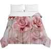 Surwin Trapuntino Copriletto Trapuntato Primaverile Estivo,Stile Moderno,Trapuntino in Morbida Microfibra con Stampa Rosa 3D Leggero Coperta Letto Singolo Matrimoniale (Fiore Che sboccia,180x220cm)