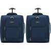 Flight Knight Set Di 2 Valigie Da Cabina Easyjet Omologate Sottosella Con 2 Ruote, Borsa Leggera Ideale Per Viaggi In Aereo 45x36x20 Cm