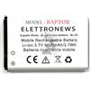 Generico Batteria compatibile per Brondi RAPTOR codice model : BRN800-5C Li-ion 3,7V 1000 mAh per una durata e capacità superiore.
