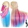 TopDirect Testa per Parrucchieri, TopDirect 75cm Testina per Acconciatura, Colorato | Testa Studio Manichini con Capelli 100% Fibra Sintetica, Manichino Cosmetologia Formazione con Staffa+ DIY Accessori