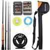 Sougayilang Fly Kit canna da pesca con mulinello da pesca d' acqua dolce salata, Black Kits with Bag