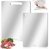 GOMETY 2 Pezzi Tagliere in Titanio, Tagliere Acciaio Inox 316 Doppio Lato, Tagli-ere In Acciaio Inossidabile Antibatterico, Titanium Cutting Board 34x23cm+25x15cm per Carne Frutta Verdura