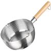 Cdycam - Padella per latte, 18 cm, in acciaio INOX Yukihira multifunzione, con manico in legno, per piano cottura a induzione