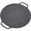 Buachois Griglia Per Barbecue Coreana Griglia Antiaderente, Padella Rotonda Piastra per Barbecue Rotonda con Manico, Piastra Multifunzionale per Carne, Frittelle,Costolette(Gas Model 30cm)