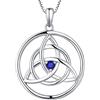 YL Collana Celtica Argento 925 con Settembre Pietra Portafortuna Spinello Blu Ciondolo con Nodo Celtico per Donna, Lunghezza Catena 45+3 CM