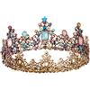 MOONIGHT Tiara da ballo per adulti, diadema da sposa da principessa, stile barocco, accessorio per capelli da donna, stile gotico, corona rotonda dorata, per matrimoni, compleanni, concorsi, feste