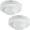 Oktaplex motion - Set di 2 rilevatori di presenza Pia per esterni e interni, 360°, sensore di movimento a infrarossi, IP65, 230 V, colore: Bianco