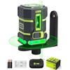 LASGOO Livella laser verde autolivellante, laser orizzontale 360° e linea verticale, 4 livelli di luminosità, modalità impulso, staffa a L, batterie e borsa incluse