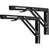 YUMORE Staffe Pieghevoli per Mensole 350mm,Reggimensola Pieghevole Nero Supporti per Mensole Pesanti Tavolo da Parete Salvaspazio fai-da-te Staffe Triangolari, Carico Massimo 150kg [2 Pezzi]