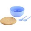 Kesper - Set di insalatiera con posate per insalata, materiale: plastica (PP), bambù, dimensioni: D 24 x H 13 cm, colore: blu, marrone - 58472