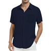 North Bund Camicia da uomo a maniche corte, 100% cotone, per il tempo libero, casual, con bottoni, estiva, a maniche corte, con tasca sul petto, per uomo, estate, M-3XL, Mare verde, XXL